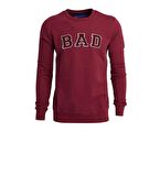 Bad Convex Crewneck Bordo Baskılı Erkek Sweatshirt