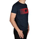 Fancy T-Shirt Lacivert 3D Baskılı Bisiklet Yaka Erkek Tişört 