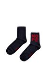 Nope Tall Lacivert Baskılı Unisex Çorap