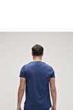 Bear Tee T-Shirt Indigo Mavi Logo Baskılı Erkek Tişört 