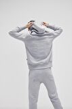 Simple Hoodie Gri Melanj Erkek Kapüşonlu Sweatshirt