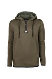 Bad Bear Kapüşonlu Uzun Kollu Cepli Normal Kalıp Düz Haki Erkek Sweatshirt
