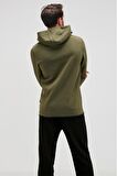 Bad Bear Kapüşonlu Uzun Kollu Cepli Normal Kalıp Düz Haki Erkek Sweatshirt