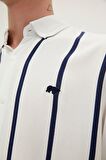 Sergio Shirt Off-White Beyaz Kısa Kollu Çizgili Erkek Gömlek