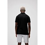 Cord Siyah Polo Yaka Fermuarlı Erkek T-Shirt