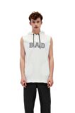 Bad Net Hoodie Off-White Beyaz Baskılı Kolsuz Kapüşonlu Erkek Sweatshirt