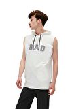 Bad Net Hoodie Off-White Beyaz Baskılı Kolsuz Kapüşonlu Erkek Sweatshirt