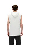 Bad Net Hoodie Off-White Beyaz Baskılı Kolsuz Kapüşonlu Erkek Sweatshirt