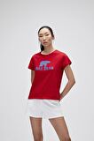 Logo Tee T-Shirt Crimson Red Kırmızı Baskılı Kadın Tişört