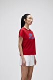 Logo Tee T-Shirt Crimson Red Kırmızı Baskılı Kadın Tişört