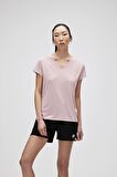Violet V-Neck T-Shirt Pudra Pembe Basic Kadın Tişört