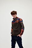 Bad Bear 21.02.21.007 Mirage Half  Dik Yaka Normal Kalıp Baskılı Turuncu Erkek Polar Sweatshirt