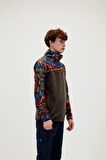 Bad Bear 21.02.21.007 Mirage Half  Dik Yaka Normal Kalıp Baskılı Turuncu Erkek Polar Sweatshirt