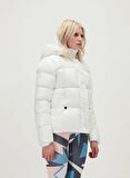 Tinkerbell Puffer Off-White Beyaz Kapüşonlu Kadın Mont