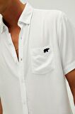 Frank Shirt Off-White Beyaz Kısa Kollu Erkek Gömlek