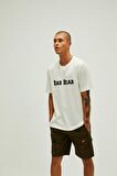 Title Oversize T-Shirt Marshmallow Beyaz Baskılı Erkek Tişört 