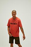 Title Oversize T-Shirt Ginger Tarçın Baskılı Erkek Tişört 