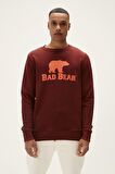 Bad Bear Bisiklet Yaka Kahve Erkek Sweatshırt 22.02.12.007 LOGO CREWNECK