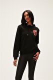 Bad Bear Here Kapüşonlu Kadın Siyah Sweatshirt