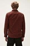 Liam Shirt Turuncu Kareli Fermuarlı Erkek Gömlek