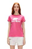 Logo Tee T-Shirt Fuşya Pembe Baskılı Kadın Tişört