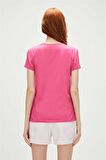 Logo Tee T-Shirt Fuşya Pembe Baskılı Kadın Tişört