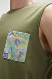 Monstera Tank-Top Thyme Yeşil Desenli Erkek Atlet