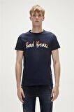 Manuscript T-Shirt Lacivert Baskılı Erkek Tişört 