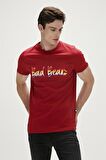 Manuscript T-Shirt Lava Kırmızı Baskılı Erkek Tişört 