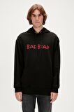 3D Bad Hoodie Siyah Kapüşonlu Erkek Sweatshirt
