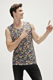 Areole Tank-Top Antrasit Tarçın Desenli Erkek Atlet
