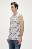 Areole Tank-Top Off-White Beyaz Desenli Erkek Atlet