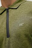 Cord Haki Yeşil Polo Yaka Fermuarlı Erkek T-Shirt