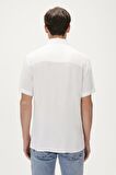 Smile Shirt Off-White Beyaz Kısa Kollu Baskılı Erkek Gömlek