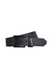 Sliced Belt Siyah Deri Erkek Kemer 