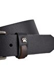 Claw Print Belt Siyah Deri Erkek Kemer