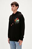Rainbow Hoodie Siyah Kapüşonlu Erkek Sweatshirt