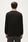 Re-Bamboo Crewneck Siyah Baskılı Erkek Sweatshirt
