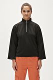 Lexi Half-Zip Siyah Yarım Fermuarlı Kadın Sweatshirt