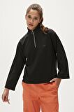 Lexi Half-Zip Siyah Yarım Fermuarlı Kadın Sweatshirt