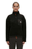 Eva Half-Zip Siyah Yarım Fermuarlu Kadın Polar Sweatshirt