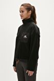 Eva Half-Zip Siyah Yarım Fermuarlu Kadın Polar Sweatshirt