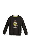 Funky Crewneck Kids Siyah Baskılı Çocuk Sweatshirt