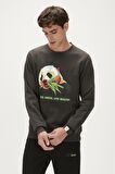 Re-Bamboo Crewneck Antrasit Baskılı Erkek Sweatshirt