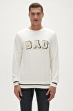 Bad Bear Erkek Sweatshirt Erkek Beyaz Sweatshirt Felt Crewneck Off-White Beyaz Erkek Sweatshirt 23.02.12.013-Beyaz
