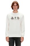 Play Hard Crewneck Off-White Beyaz  Baskılı Erkek Sweatshirt