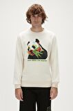 Re-Bamboo Crewneck Marshmallow Beyaz Baskılı Erkek Sweatshirt