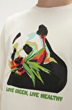 Re-Bamboo Crewneck Marshmallow Beyaz Baskılı Erkek Sweatshirt