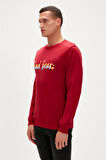 Manuscript Crewneck Bordo Erkek Sweatshirt