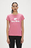 Logo Tee Pembe Logo Baskılı Basic Kadın Tişört